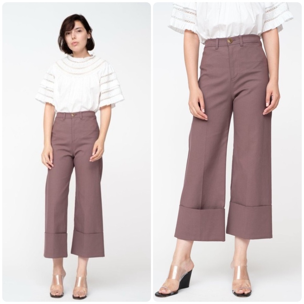 New! Sea New York Lennox Cuffed Cropped High Rise Wide Leg Pants Mauve 🥀 size 6